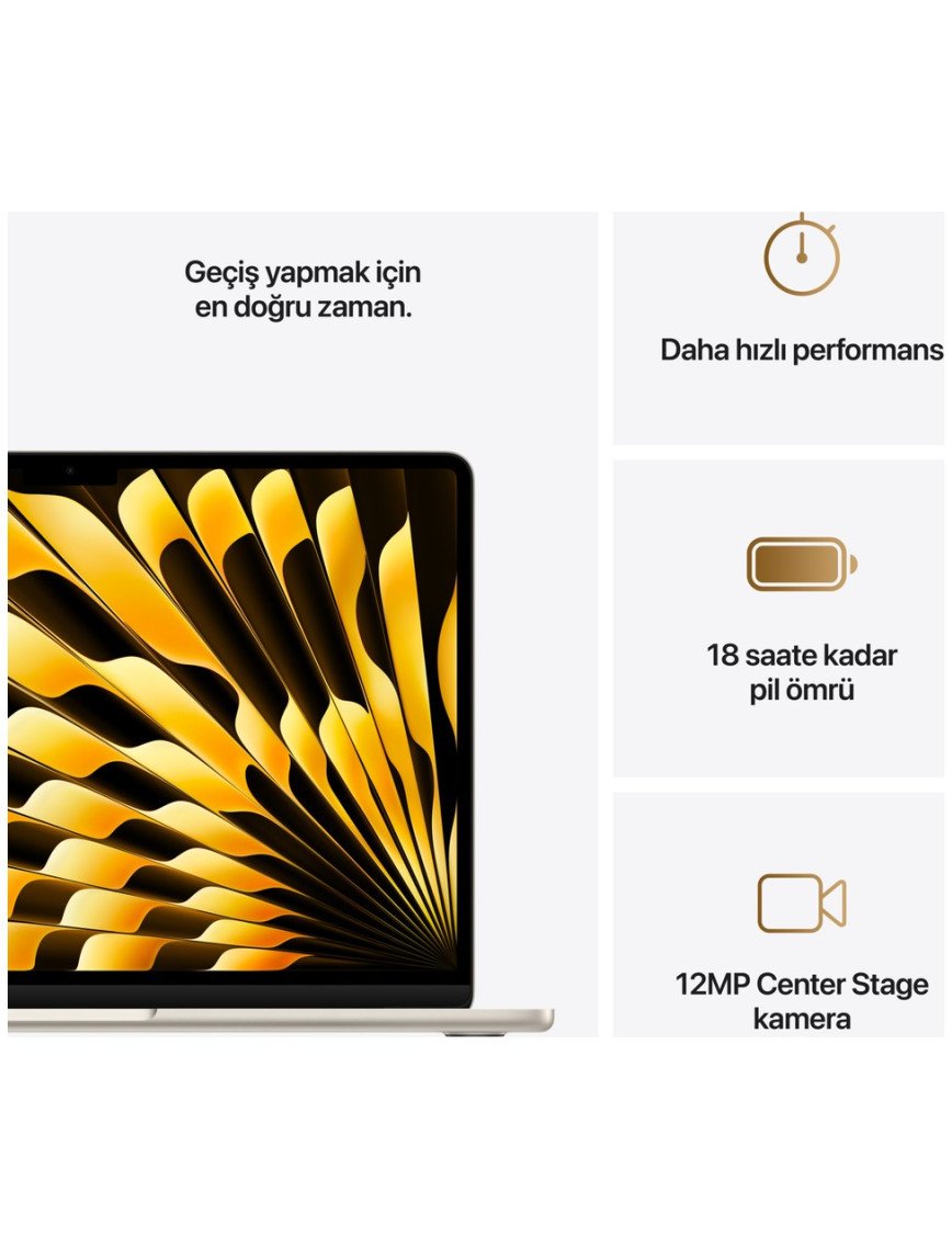 Apple MacBook Air M4 24GB 512GB SSD macOS 13" Taşınabilir Bilgisayar Yıldız Işığı MC6A4TU/A